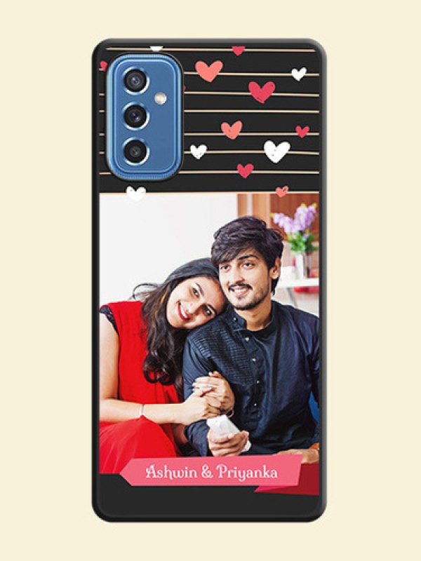 Love Pattern with Name on Pink Ribbon  on Photo on Space Black Soft Matte Back Cover - Samsung Galaxy M52 5G