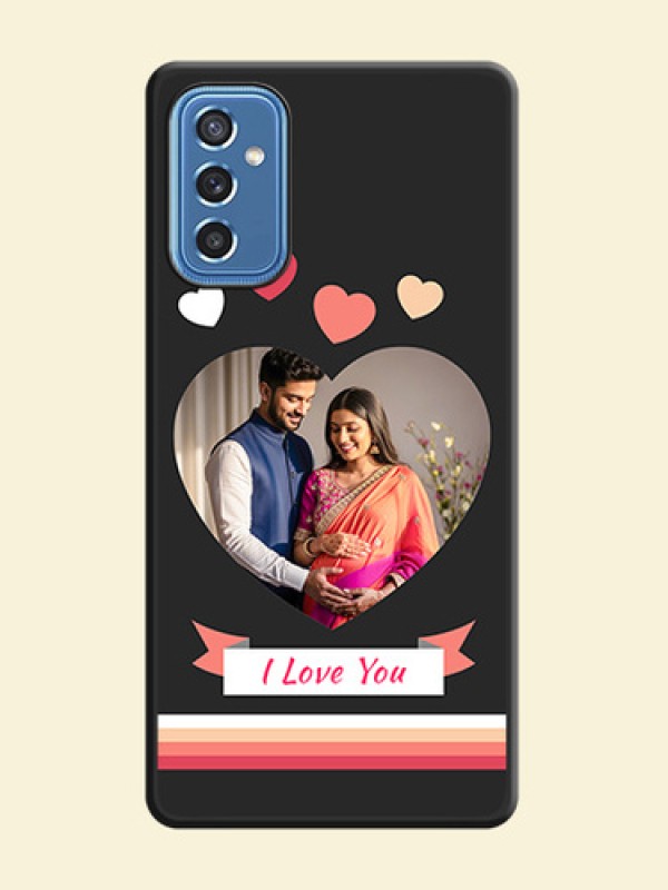 Love Shaped Photo with Colorful Stripes on Personalised Space Black Soft Matte Cases - Samsung Galaxy M52 5G