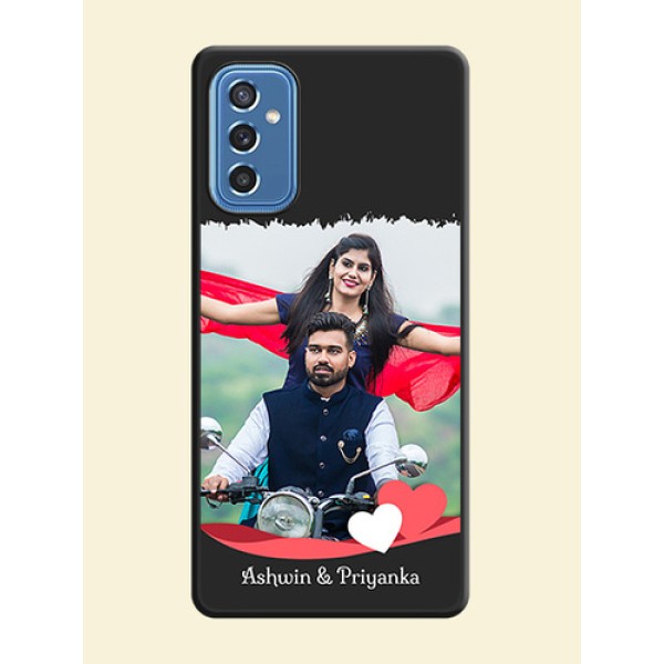 Pin Color Love Shaped Ribbon Design with Text on Space Black Custom Soft Matte Phone Back Cover - Samsung Galaxy M52 5G