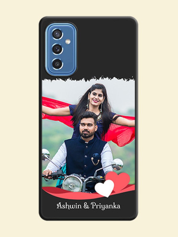 Pin Color Love Shaped Ribbon Design with Text on Space Black Custom Soft Matte Phone Back Cover - Samsung Galaxy M52 5G
