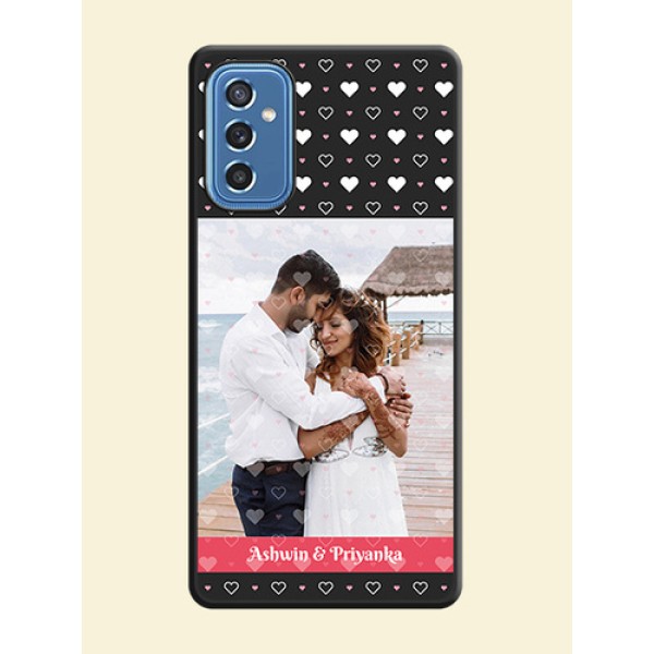White Color Love Symbols with Text Design on Photo on Space Black Soft Matte Phone Cover - Samsung Galaxy M52 5G White Color Love Symbols with Text Design on Photo on Space Black Soft Matte Phone Cover - Samsung Galaxy M52 5G
