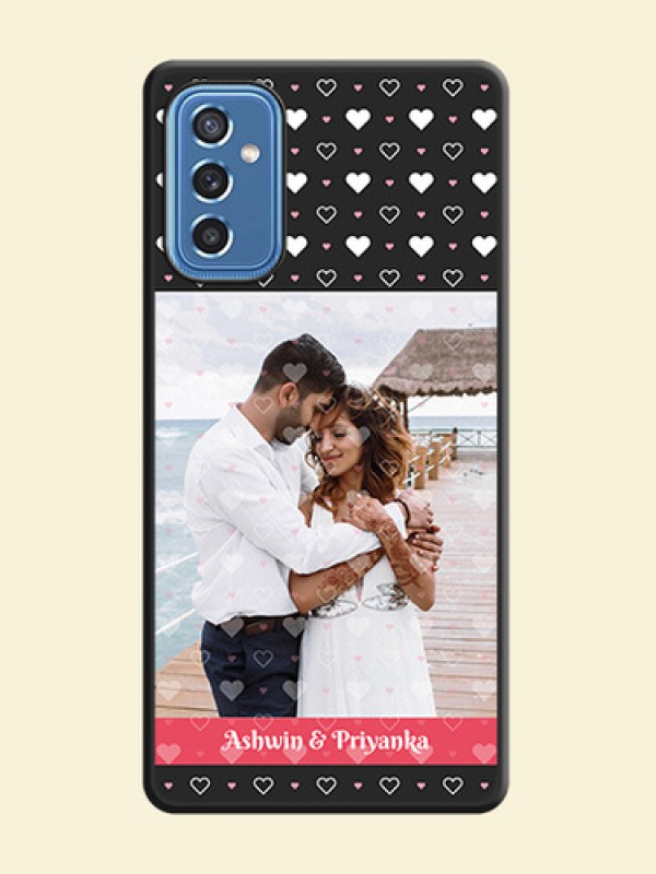 White Color Love Symbols with Text Design on Photo on Space Black Soft Matte Phone Cover - Samsung Galaxy M52 5G