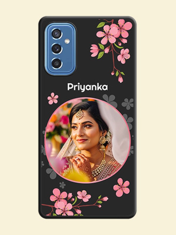 Round Image with Pink Color Floral Design on Photo on Space Black Soft Matte Back Cover - Samsung Galaxy M52 5G