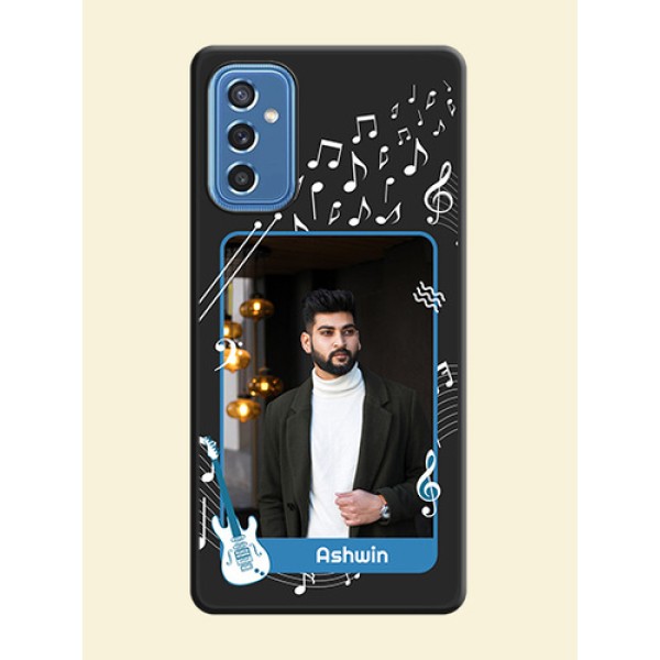 Musical Theme Design with Text on Photo on Space Black Soft Matte Mobile Case - Samsung Galaxy M52 5G Musical Theme Design with Text on Photo on Space Black Soft Matte Mobile Case - Samsung Galaxy M52 5G