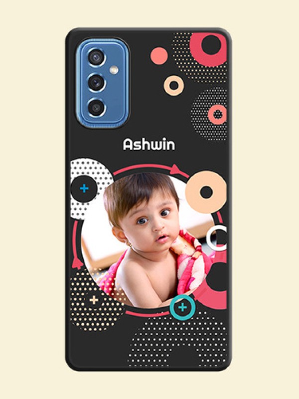 Multicoloured Round Image on Personalised Space Black Soft Matte Cases - Samsung Galaxy M52 5G