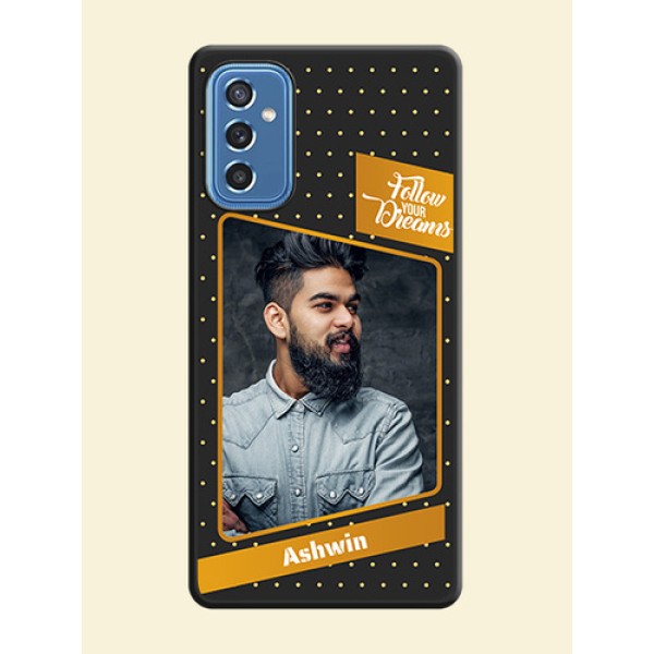 Follow Your Dreams with White Dots on Space Black Custom Soft Matte Phone Cases - Samsung Galaxy M52 5G Follow Your Dreams with White Dots on Space Black Custom Soft Matte Phone Cases - Samsung Galaxy M52 5G
