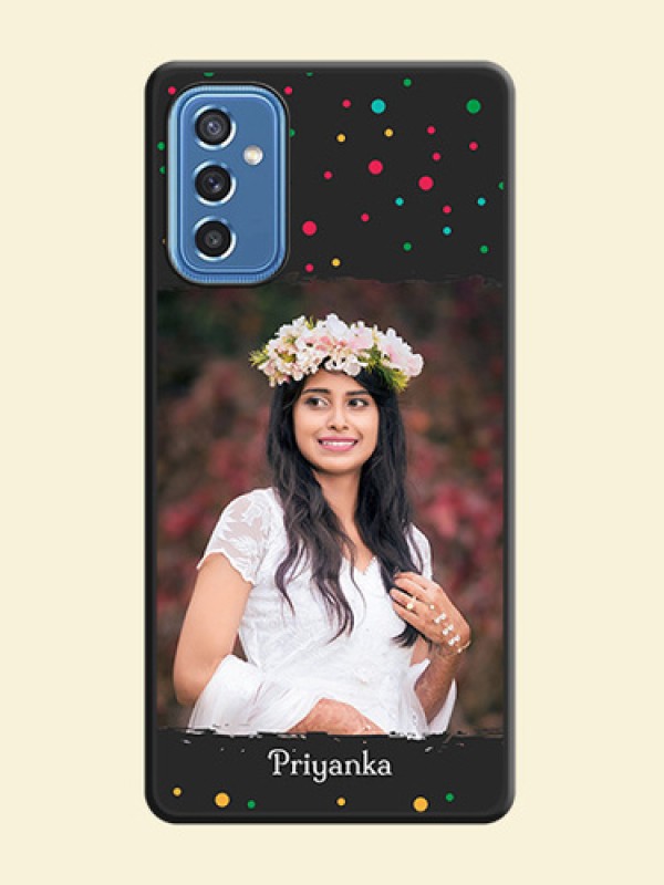 Multicolor Dotted Pattern with Text on Space Black Custom Soft Matte Phone Back Cover - Samsung Galaxy M52 5G