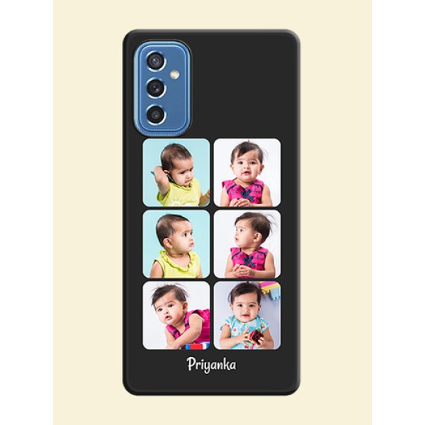 Floral Art with 6 Image Holder on Photo on Space Black Soft Matte Mobile Case - Samsung Galaxy M52 5G