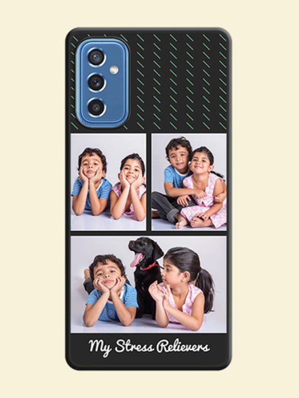 Cross Dotted Pattern with 2 Image Holder  on Personalised Space Black Soft Matte Cases - Samsung Galaxy M52 5G