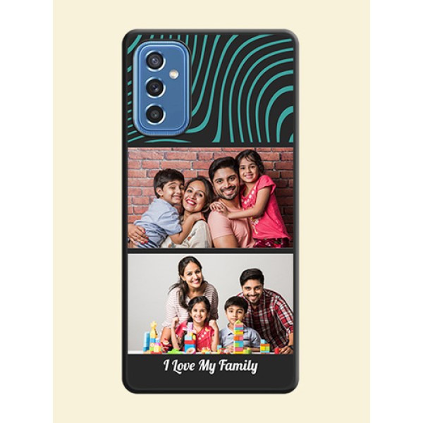 Wave Pattern with 2 Image Holder on Space Black Personalized Soft Matte Phone Covers - Samsung Galaxy M52 5G Wave Pattern with 2 Image Holder on Space Black Personalized Soft Matte Phone Covers - Samsung Galaxy M52 5G