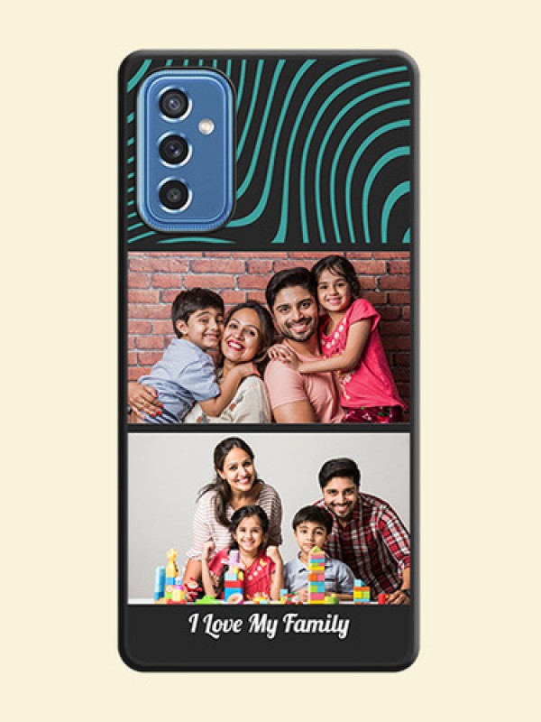 Wave Pattern with 2 Image Holder on Space Black Personalized Soft Matte Phone Covers - Samsung Galaxy M52 5G
