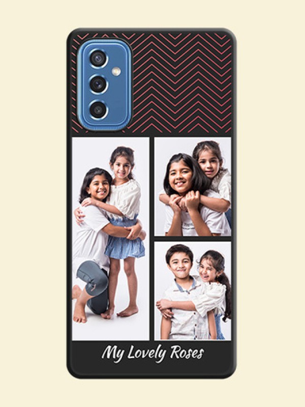 Wave Pattern with 3 Image Holder on Space Black Custom Soft Matte Back Cover - Samsung Galaxy M52 5G