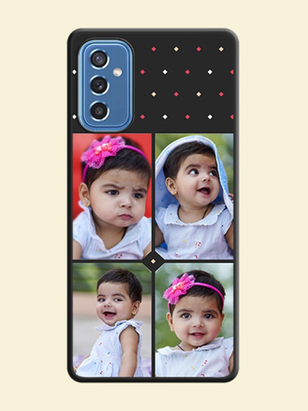 Multicolor Dotted Pattern with 4 Image Holder on Space Black Custom Soft Matte Phone Cases - Samsung Galaxy M52 5G