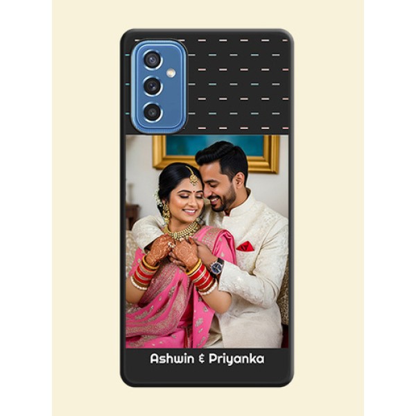 Line Pattern Design with Text on Space Black Custom Soft Matte Phone Back Cover - Samsung Galaxy M52 5G Line Pattern Design with Text on Space Black Custom Soft Matte Phone Back Cover - Samsung Galaxy M52 5G