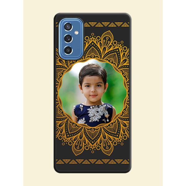 Round Image with Floral Design on Photo on Space Black Soft Matte Mobile Cover - Samsung Galaxy M52 5G Round Image with Floral Design on Photo on Space Black Soft Matte Mobile Cover - Samsung Galaxy M52 5G