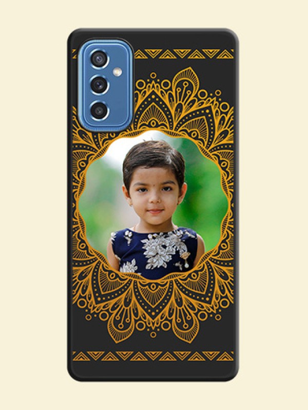 Round Image with Floral Design on Photo on Space Black Soft Matte Mobile Cover - Samsung Galaxy M52 5G