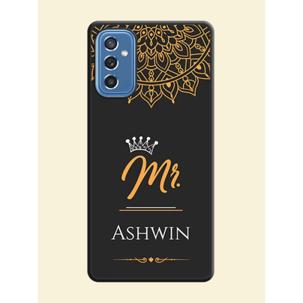 Mr Name with Floral Design on Personalised Space Black Soft Matte Cases - Samsung Galaxy M52 5G Mr Name with Floral Design on Personalised Space Black Soft Matte Cases - Samsung Galaxy M52 5G
