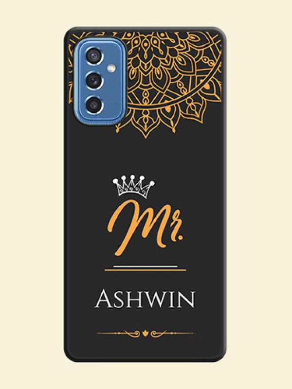 Mr Name with Floral Design  on Personalised Space Black Soft Matte Cases - Samsung Galaxy M52 5G