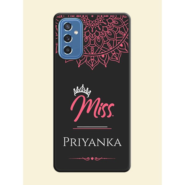 Mrs Name with Floral Design on Space Black Personalized Soft Matte Phone Covers - Samsung Galaxy M52 5G Mrs Name with Floral Design on Space Black Personalized Soft Matte Phone Covers - Samsung Galaxy M52 5G