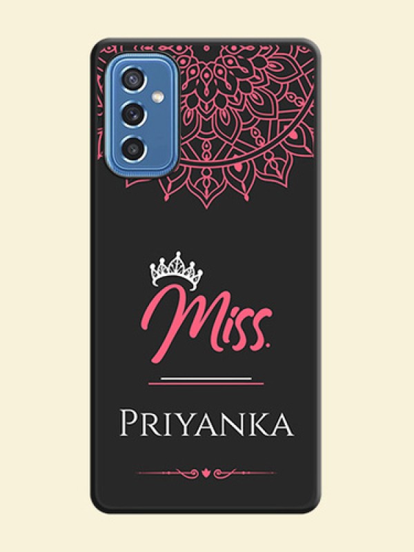 Mrs Name with Floral Design on Space Black Personalized Soft Matte Phone Covers - Samsung Galaxy M52 5G