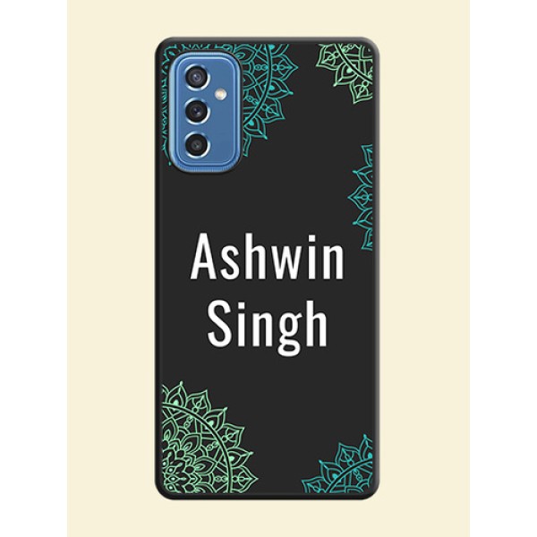 Your Name with Floral Design on Space Black Custom Soft Matte Back Cover - Samsung Galaxy M52 5G Your Name with Floral Design on Space Black Custom Soft Matte Back Cover - Samsung Galaxy M52 5G