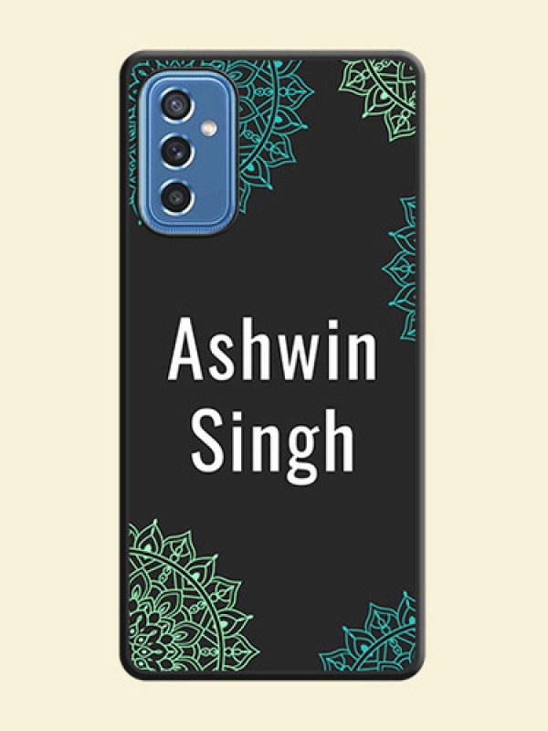 Your Name with Floral Design on Space Black Custom Soft Matte Back Cover - Samsung Galaxy M52 5G