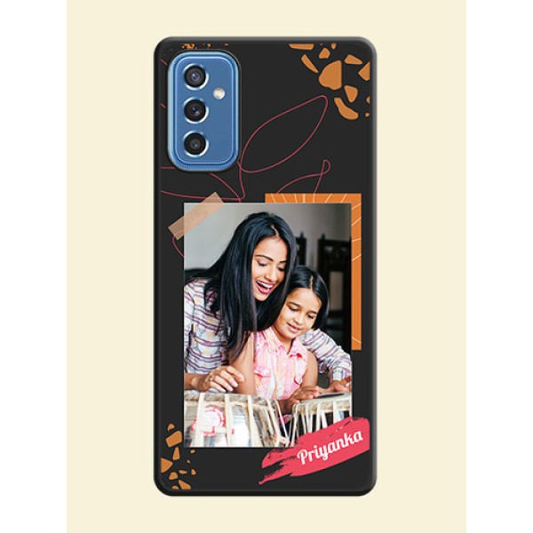 Orange Photo Frame on Space Black Custom Soft Matte Phone Back Cover - Samsung Galaxy M52 5G Orange Photo Frame on Space Black Custom Soft Matte Phone Back Cover - Samsung Galaxy M52 5G