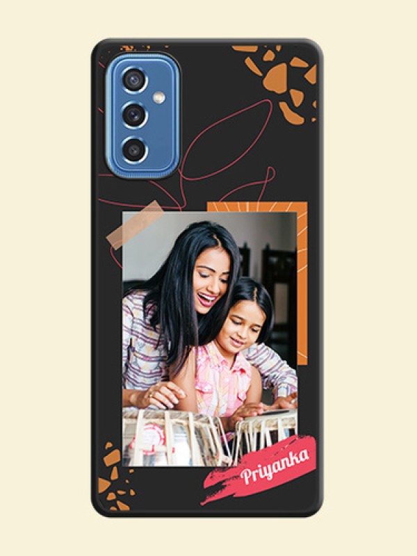 Orange Photo Frame on Space Black Custom Soft Matte Phone Back Cover - Samsung Galaxy M52 5G