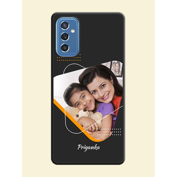 Yellow Triangle on Photo on Space Black Soft Matte Phone Cover - Samsung Galaxy M52 5G Yellow Triangle on Photo on Space Black Soft Matte Phone Cover - Samsung Galaxy M52 5G