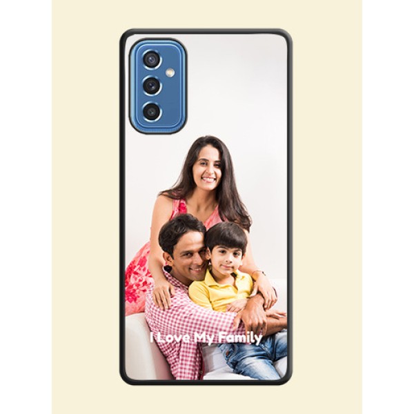 Full Single Pic Upload With Text On Space Black Personalized Soft Matte Phone Covers -Samsung Galaxy M52 5G Full Single Pic Upload With Text On Space Black Personalized Soft Matte Phone Covers -Samsung Galaxy M52 5G