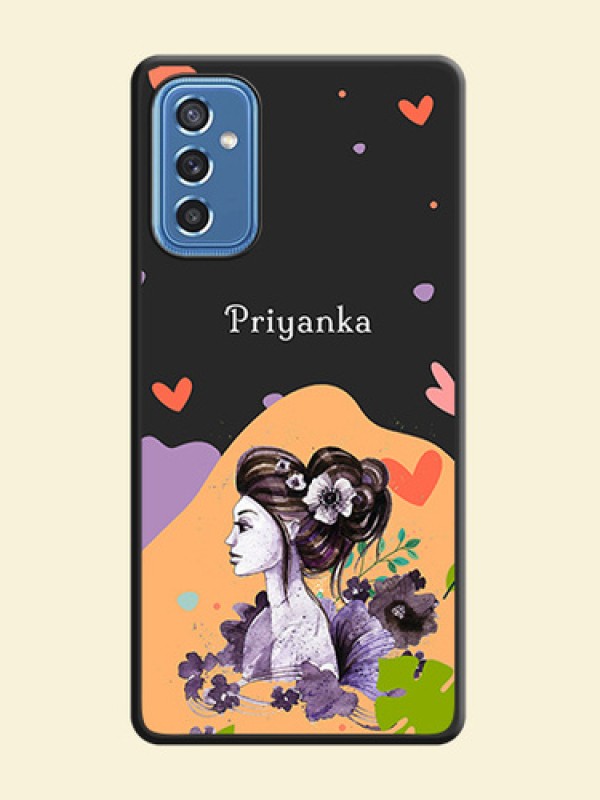Namecase For Her With Fancy Lady Image On Space Black Personalized Soft Matte Phone Covers -Samsung Galaxy M52 5G
