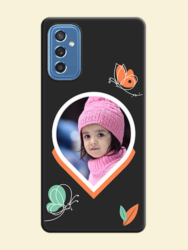 Upload Pic With Simple Butterly Design On Space Black Personalized Soft Matte Phone Covers -Samsung Galaxy M52 5G