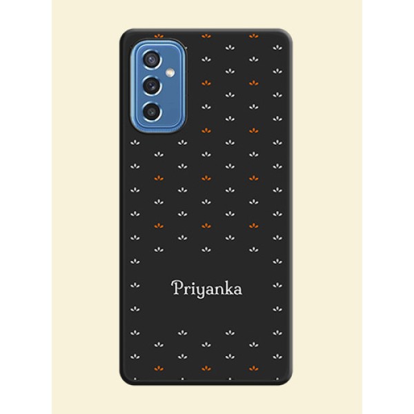 Simple Pattern With Custom Text On Space Black Personalized Soft Matte Phone Covers -Samsung Galaxy M52 5G Simple Pattern With Custom Text On Space Black Personalized Soft Matte Phone Covers -Samsung Galaxy M52 5G