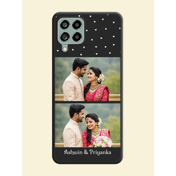 Miniature Love Symbols with Name on Space Black Custom Soft Matte Back Cover - Galaxy M53 5G Miniature Love Symbols with Name on Space Black Custom Soft Matte Back Cover - Galaxy M53 5G