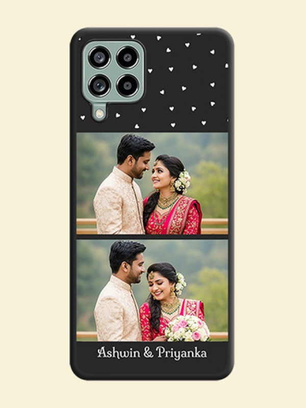 Miniature Love Symbols with Name on Space Black Custom Soft Matte Back Cover - Galaxy M53 5G