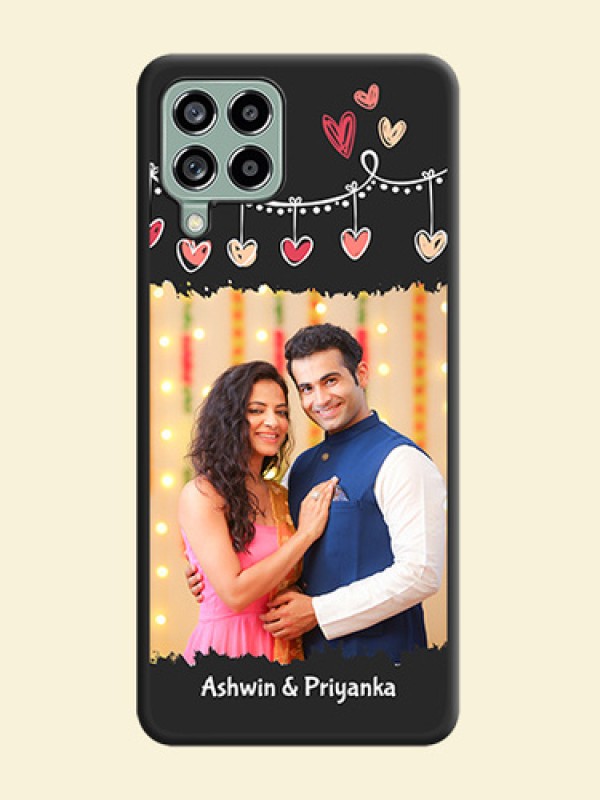 Pink Love Hangings with Name on Space Black Custom Soft Matte Phone Cases - Galaxy M53 5G