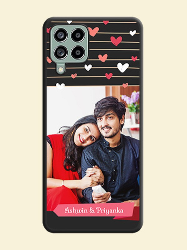 Love Pattern with Name on Pink Ribbon  on Photo on Space Black Soft Matte Back Cover - Galaxy M53 5G