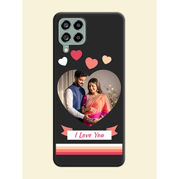 Love Shaped Photo with Colorful Stripes on Personalised Space Black Soft Matte Cases - Galaxy M53 5G