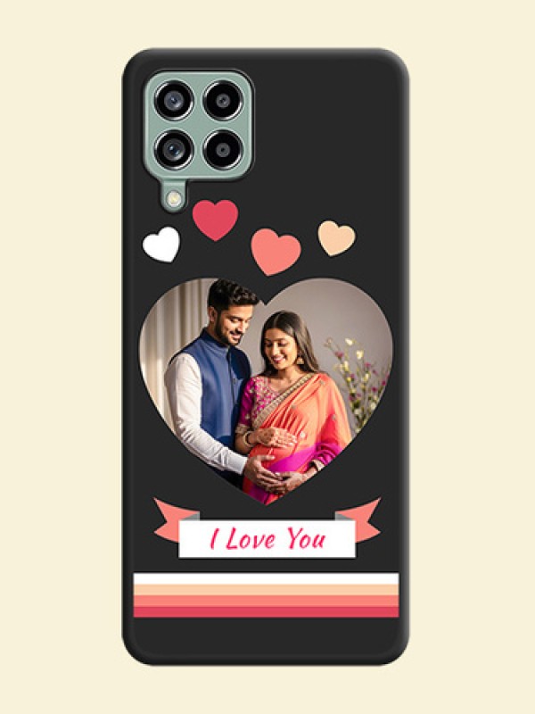 Love Shaped Photo with Colorful Stripes on Personalised Space Black Soft Matte Cases - Galaxy M53 5G