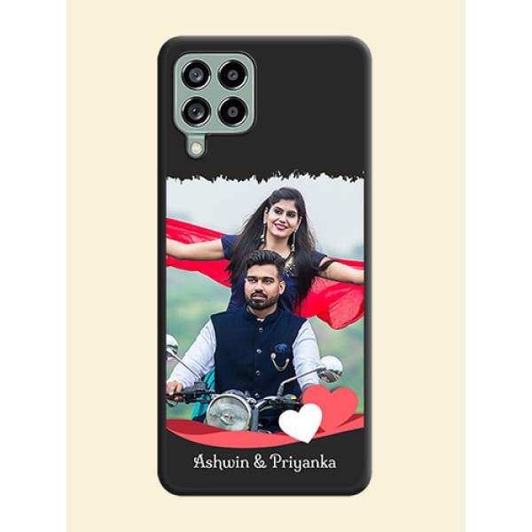 Pin Color Love Shaped Ribbon Design with Text on Space Black Custom Soft Matte Phone Back Cover - Galaxy M53 5G Pin Color Love Shaped Ribbon Design with Text on Space Black Custom Soft Matte Phone Back Cover - Galaxy M53 5G