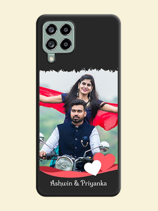 Pin Color Love Shaped Ribbon Design with Text on Space Black Custom Soft Matte Phone Back Cover - Galaxy M53 5G