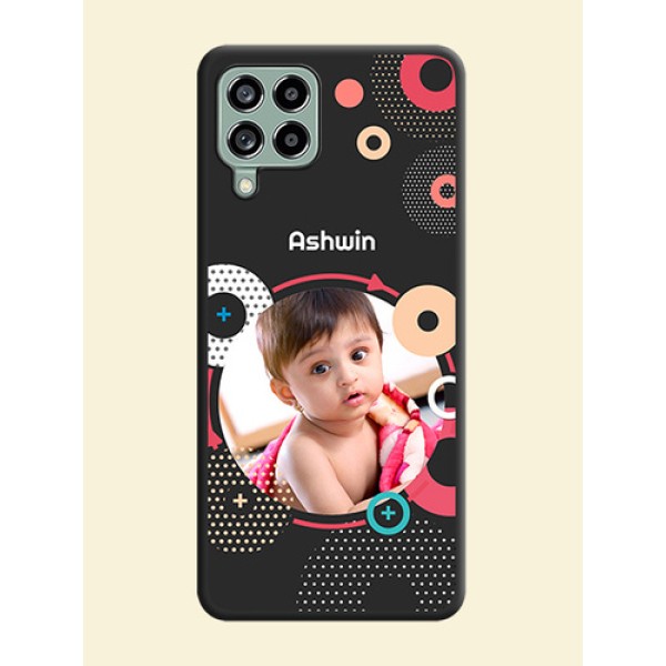Multicoloured Round Image on Personalised Space Black Soft Matte Cases - Galaxy M53 5G Multicoloured Round Image on Personalised Space Black Soft Matte Cases - Galaxy M53 5G