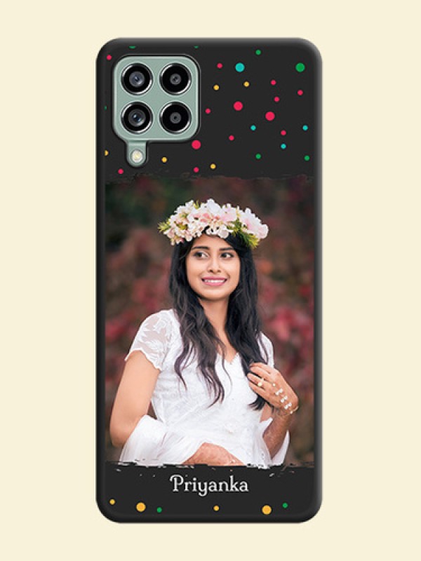 Multicolor Dotted Pattern with Text on Space Black Custom Soft Matte Phone Back Cover - Galaxy M53 5G