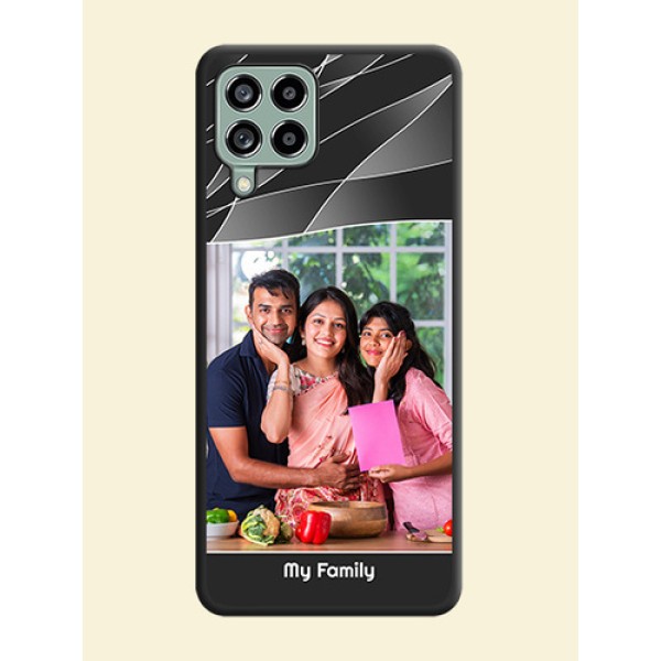Mixed Wave Lines on Photo on Space Black Soft Matte Mobile Cover - Galaxy M53 5G Mixed Wave Lines on Photo on Space Black Soft Matte Mobile Cover - Galaxy M53 5G