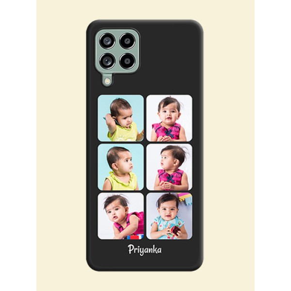 Floral Art with 6 Image Holder on Photo on Space Black Soft Matte Mobile Case - Galaxy M53 5G Floral Art with 6 Image Holder on Photo on Space Black Soft Matte Mobile Case - Galaxy M53 5G