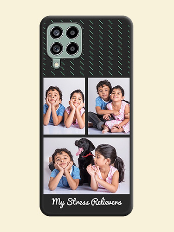 Cross Dotted Pattern with 2 Image Holder  on Personalised Space Black Soft Matte Cases - Galaxy M53 5G