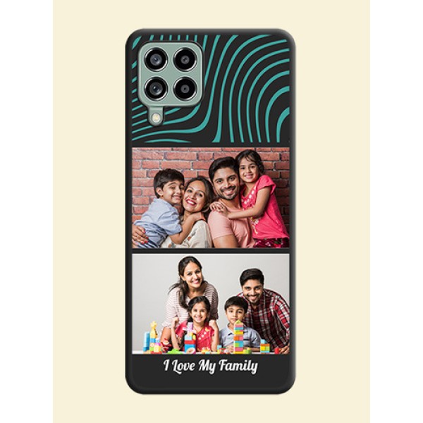 Wave Pattern with 2 Image Holder on Space Black Personalized Soft Matte Phone Covers - Galaxy M53 5G Wave Pattern with 2 Image Holder on Space Black Personalized Soft Matte Phone Covers - Galaxy M53 5G