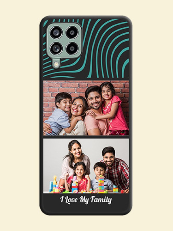 Wave Pattern with 2 Image Holder on Space Black Personalized Soft Matte Phone Covers - Galaxy M53 5G