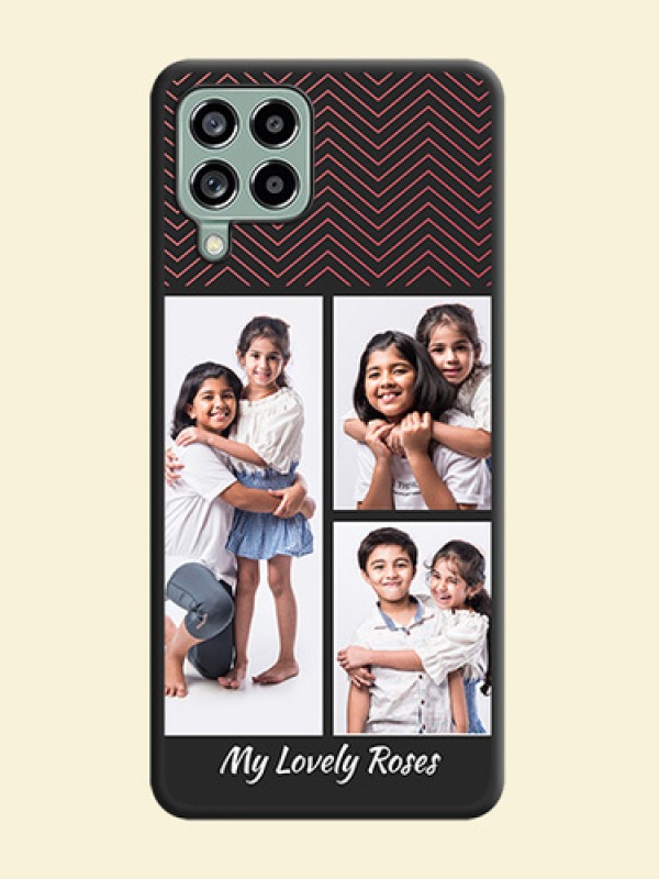 Wave Pattern with 3 Image Holder on Space Black Custom Soft Matte Back Cover - Galaxy M53 5G