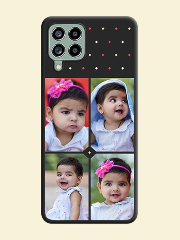 Multicolor Dotted Pattern with 4 Image Holder on Space Black Custom Soft Matte Phone Cases - Galaxy M53 5G